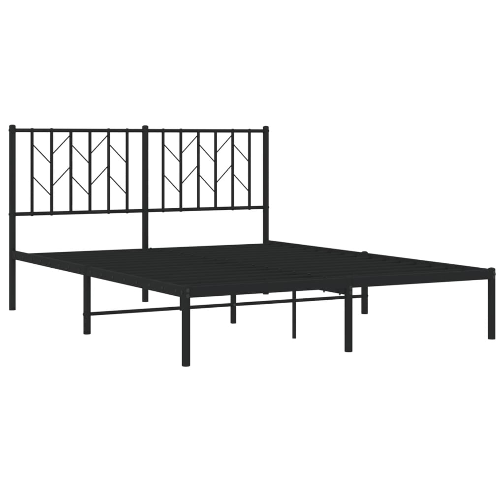 vidaXL Metal Bed Frame without Mattress with Headboard Black 140x200 cm