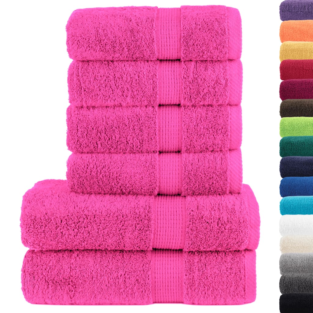 vidaXL 6 Piece Premium Towel Set SOLUND Pink 600 gsm