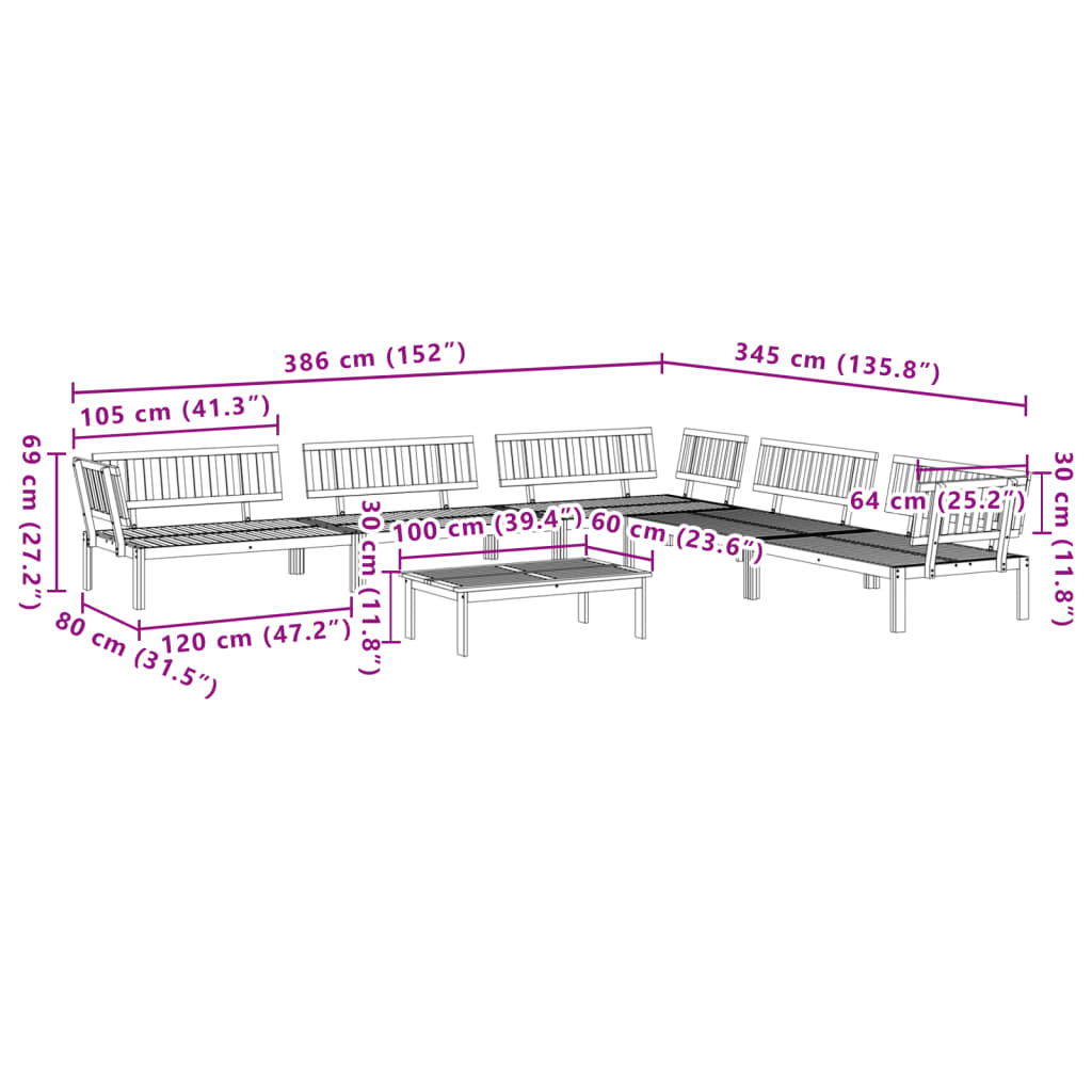 vidaXL 6 Piece Garden Pallet Sofa Set Solid Wood Acacia