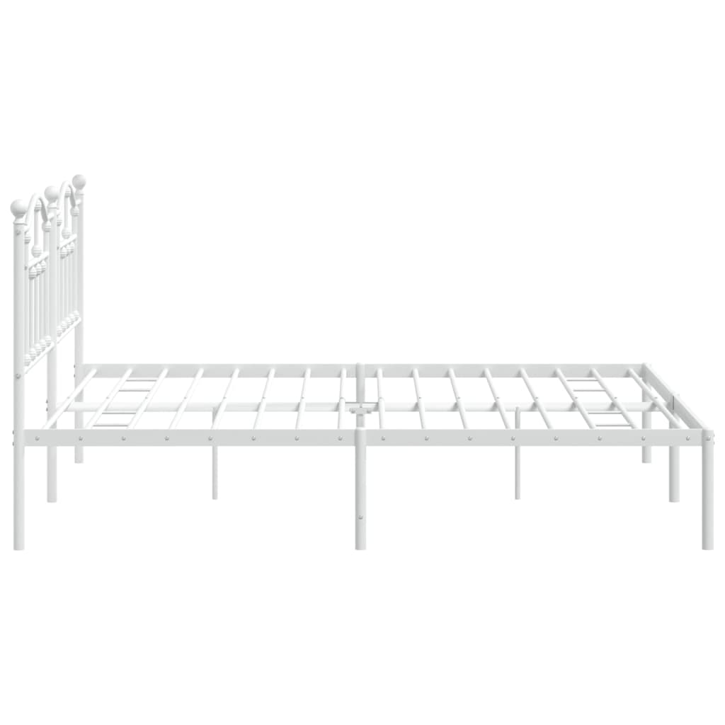 vidaXL Metal Bed Frame without Mattress with Headboard White 180x200 cm Super King