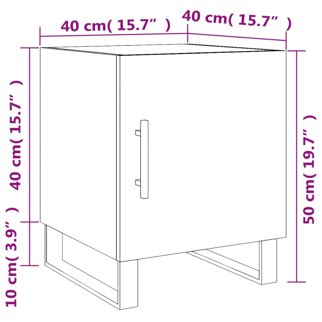 vidaXL Bedside Cabinet Sonoma Oak 40x40x50 cm Engineered Wood