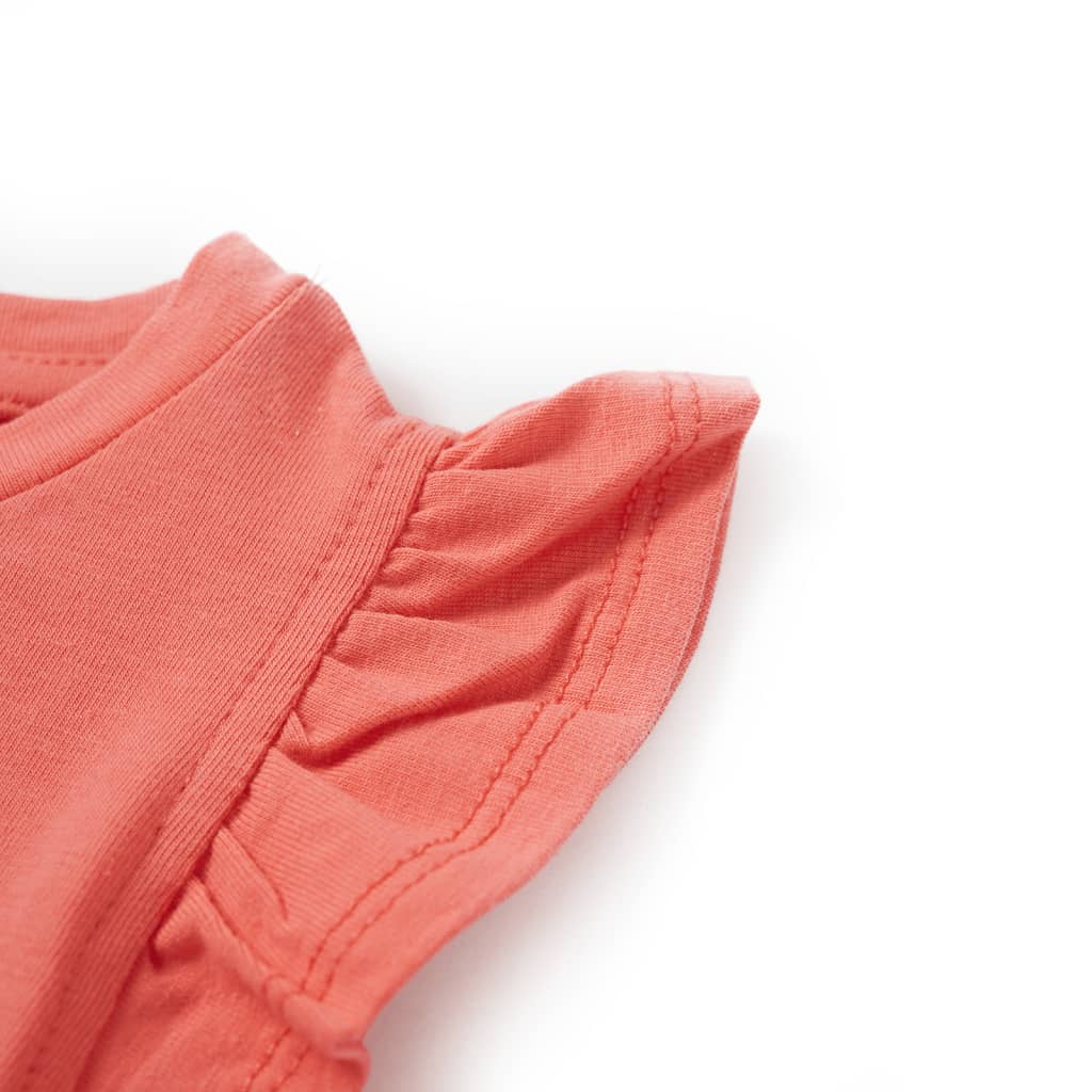 Kids' T-shirt with Ruffle Sleeves Coral 104