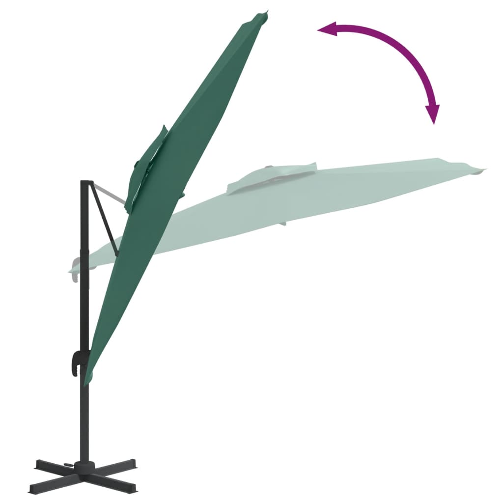 vidaXL Double Top Cantilever Garden Parasol Green 300x300 cm