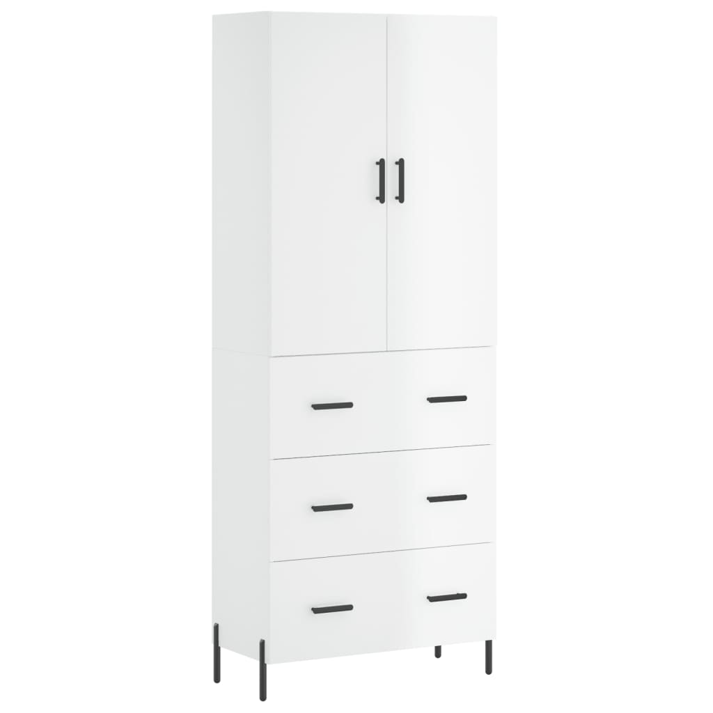 vidaXL Highboard High Gloss White 69.5x34x180 cm Engineered Wood