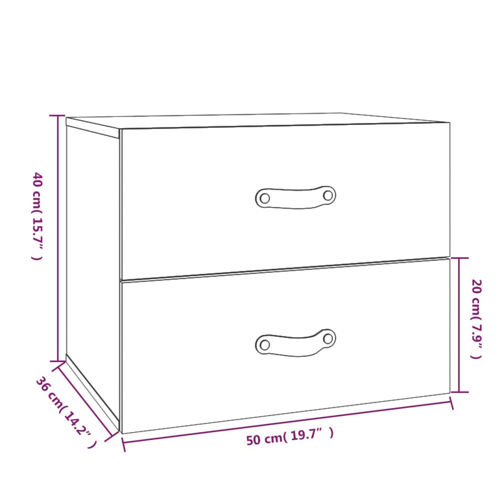 vidaXL Wall-mounted Bedside Cabinets 2 pcs Grey 50x36x40 cm