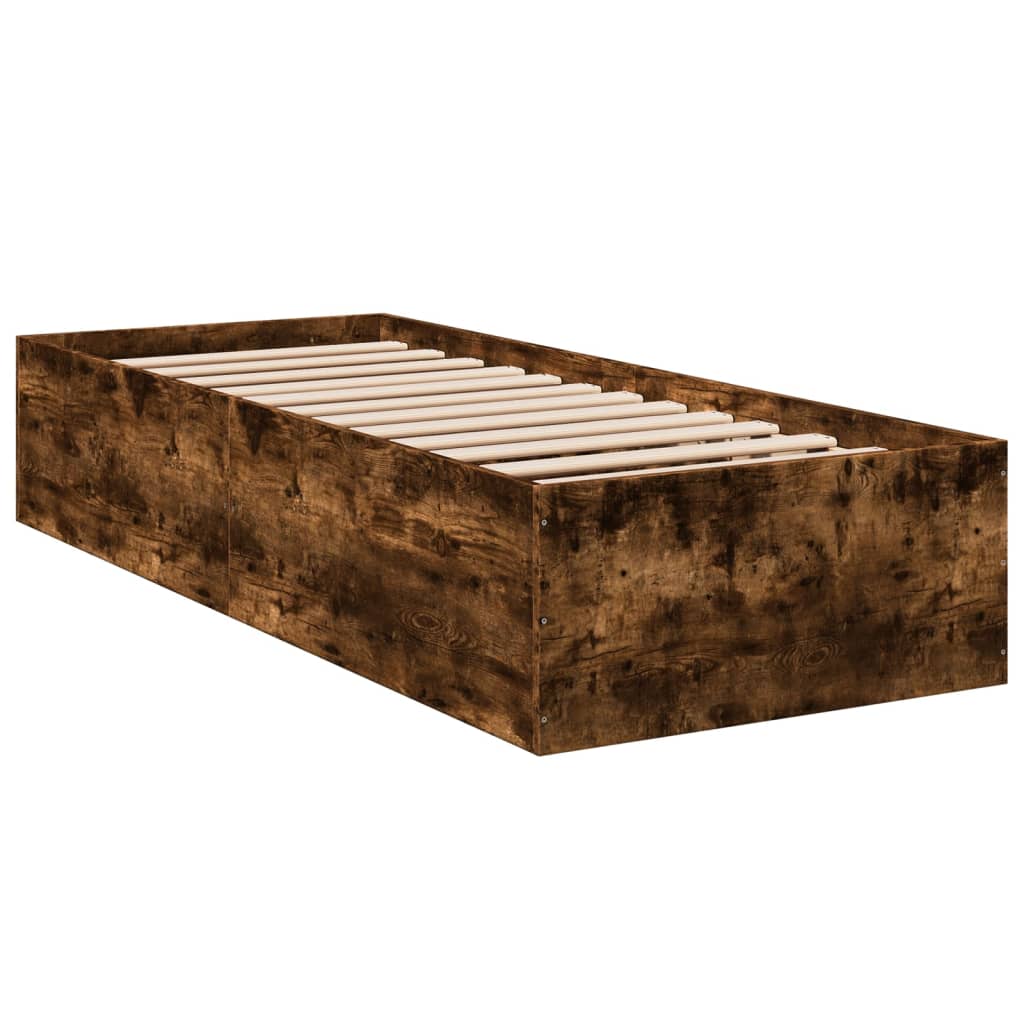 vidaXL Bed Frame without Mattress Smoked Oak 100x200 cm