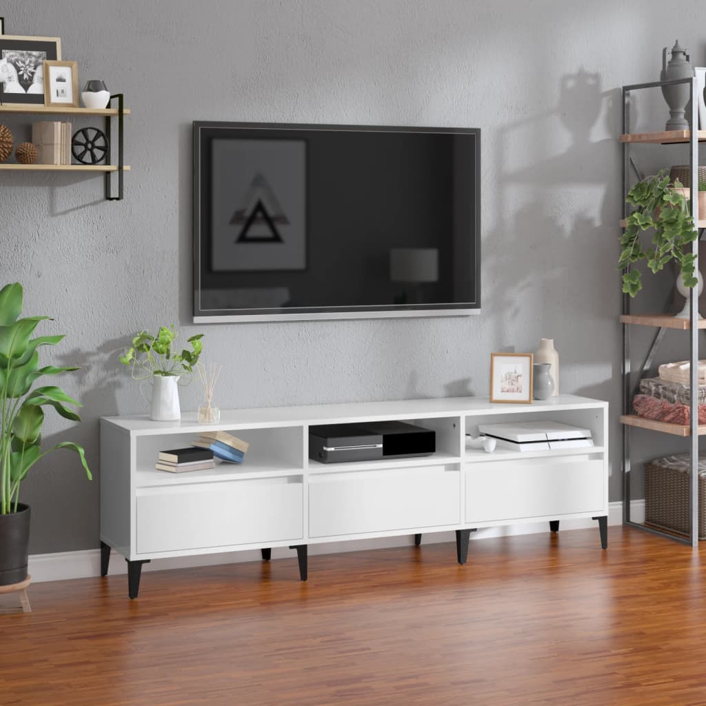 vidaXL TV Cabinet High Gloss White 150x30x44.5 cm Engineered Wood