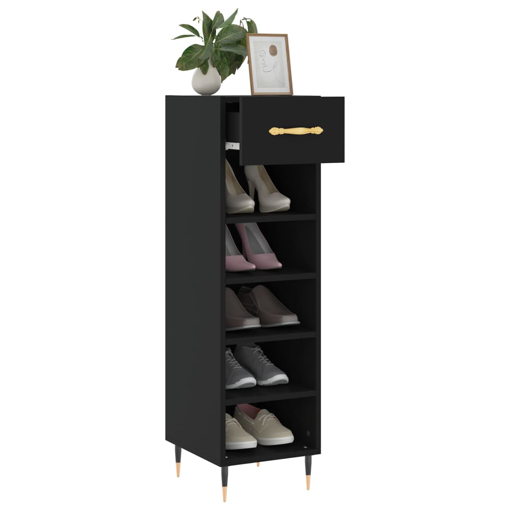 vidaXL Shoe Cabinet Black 30x35x105 cm Engineered Wood