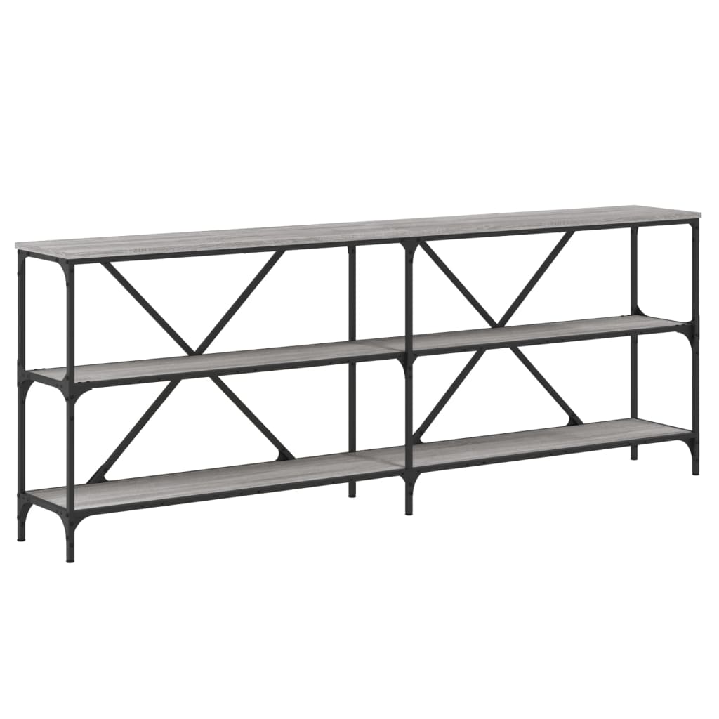 vidaXL Console Table Grey Sonoma 200x30x75 cm Engineered Wood and Iron