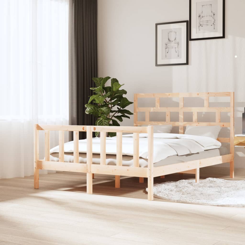 vidaXL Bed Frame without Mattress Solid Wood 140x200 cm (810082+814194)