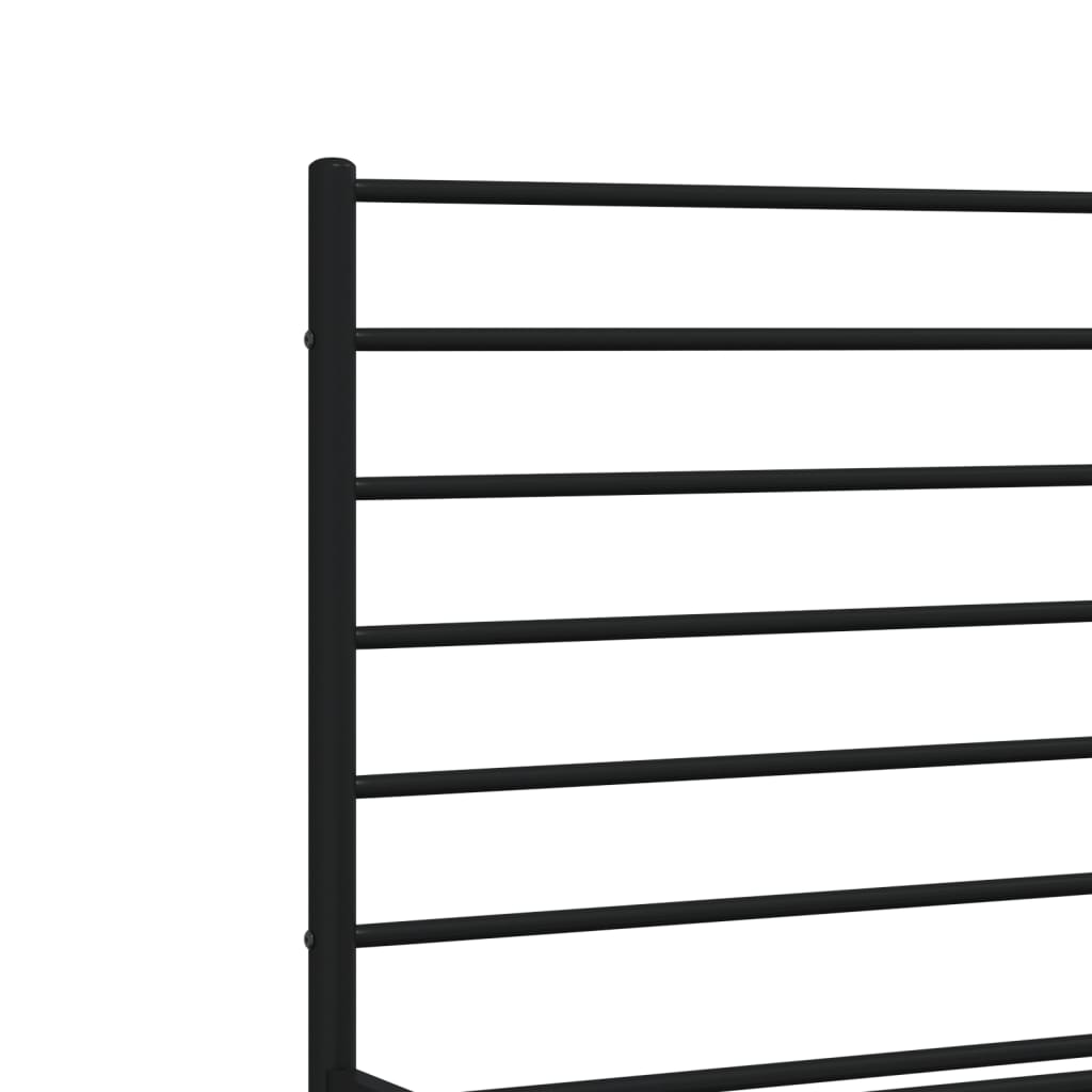 vidaXL Metal Bed Frame without Mattress with Headboard Black 160x200 cm