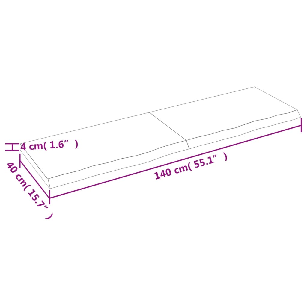 vidaXL Table Top 140x40x(2-4) cm Untreated Solid Wood Oak