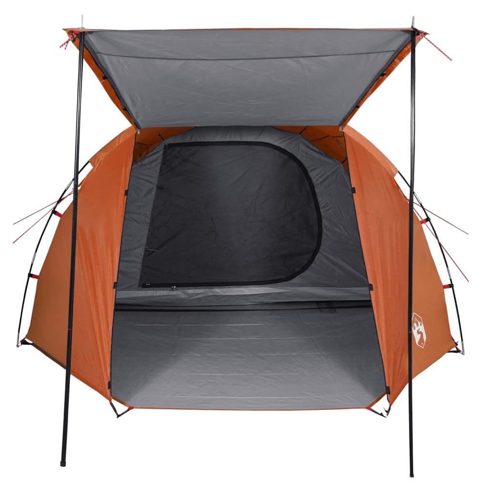 vidaXL Camping Tent Tunnel 4-Person Grey and Orange Waterproof