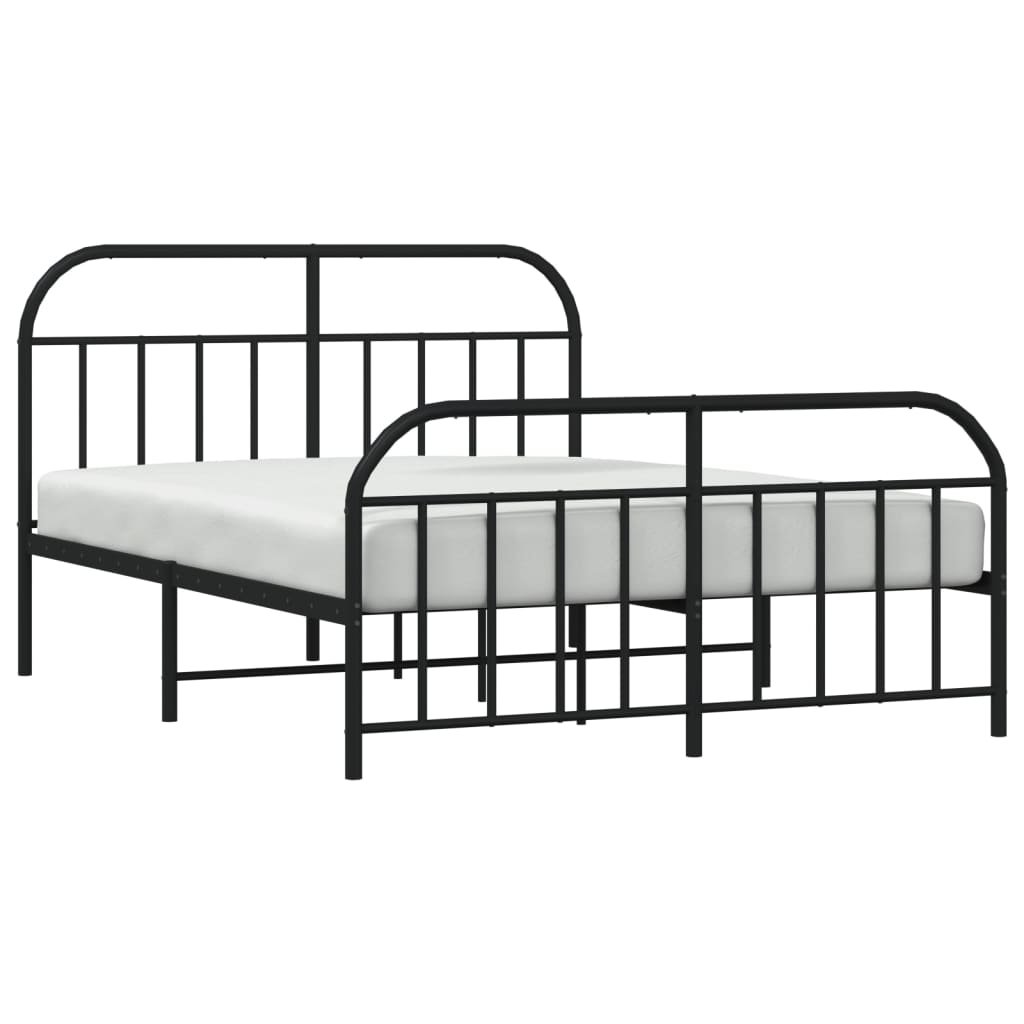 vidaXL Metal Bed Frame without Mattress with Footboard Black 140x200 cm