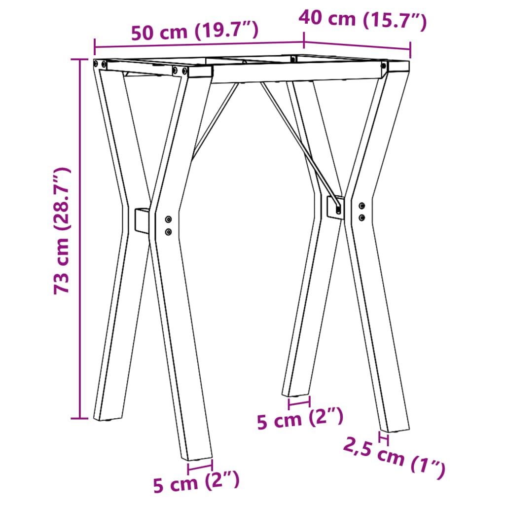 vidaXL Dining Table Legs Y-Frame 50x40x73 cm Cast Iron