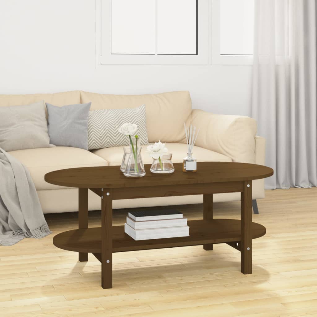 vidaXL Coffee Table Honey Brown 110x55x45 cm Solid Wood Pine