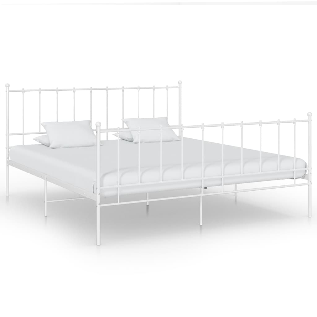 vidaXL Bed Frame without Mattress White Metal 140x200 cm