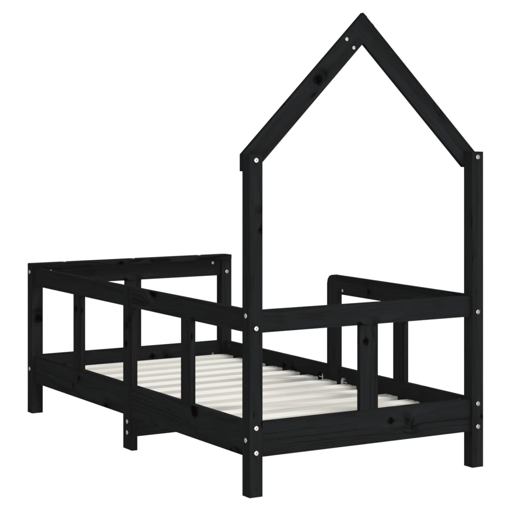 vidaXL Kids Bed Frame Black 70x140 cm Solid Wood Pine