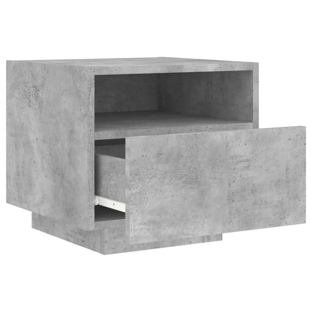 vidaXL Bedside Cabinets with LED Lights 2 pcs Concrete Grey 40x39x37 cm