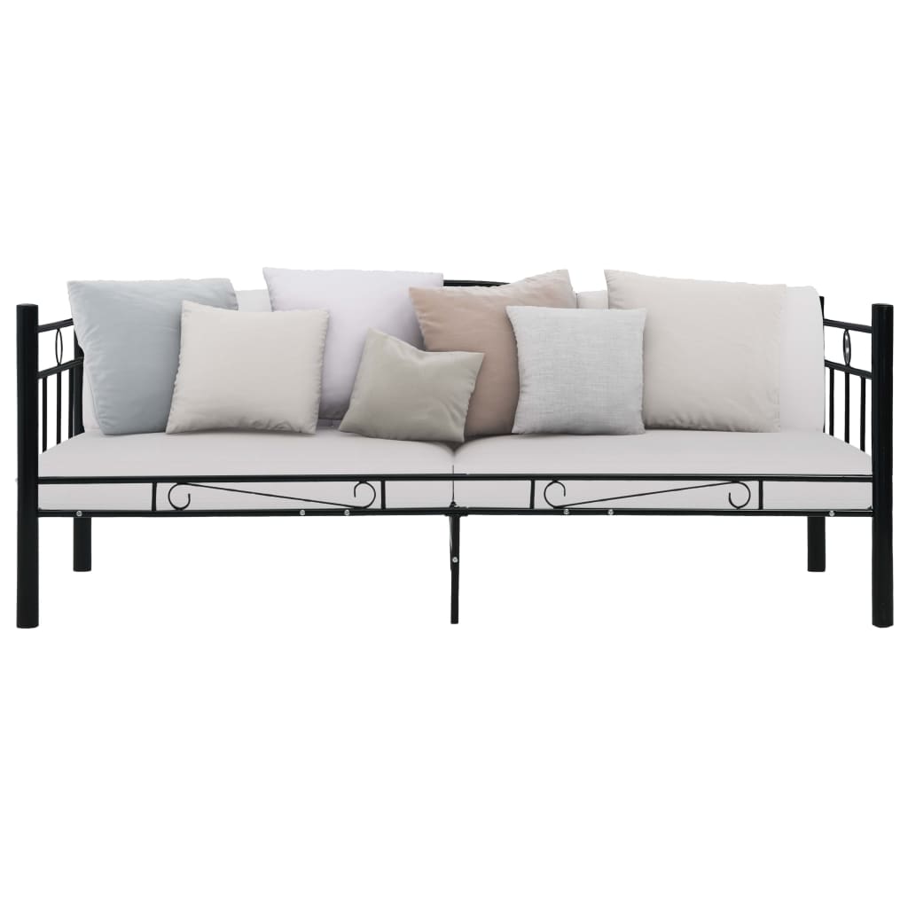 vidaXL Daybed Frame without Mattress Black Metal 90x200 cm