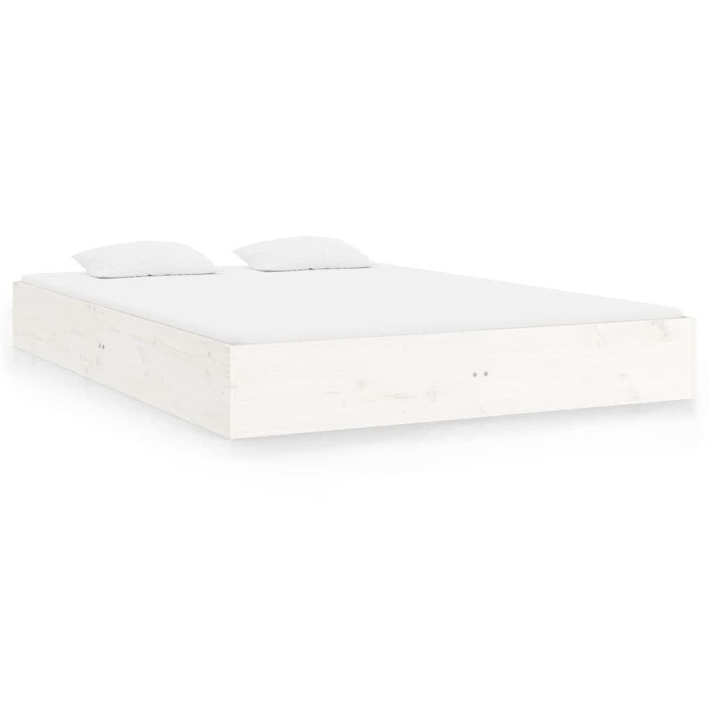 vidaXL Bed Frame without Mattress White Solid Wood 140x200 cm