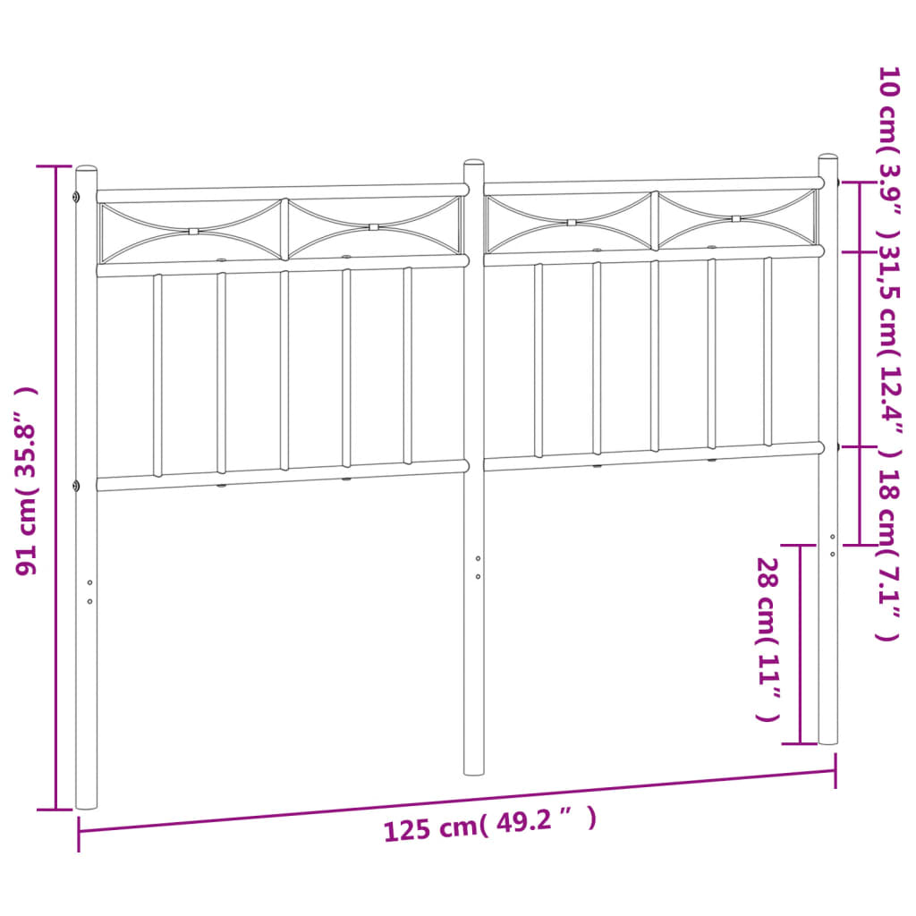 vidaXL Metal Headboard Black 120 cm