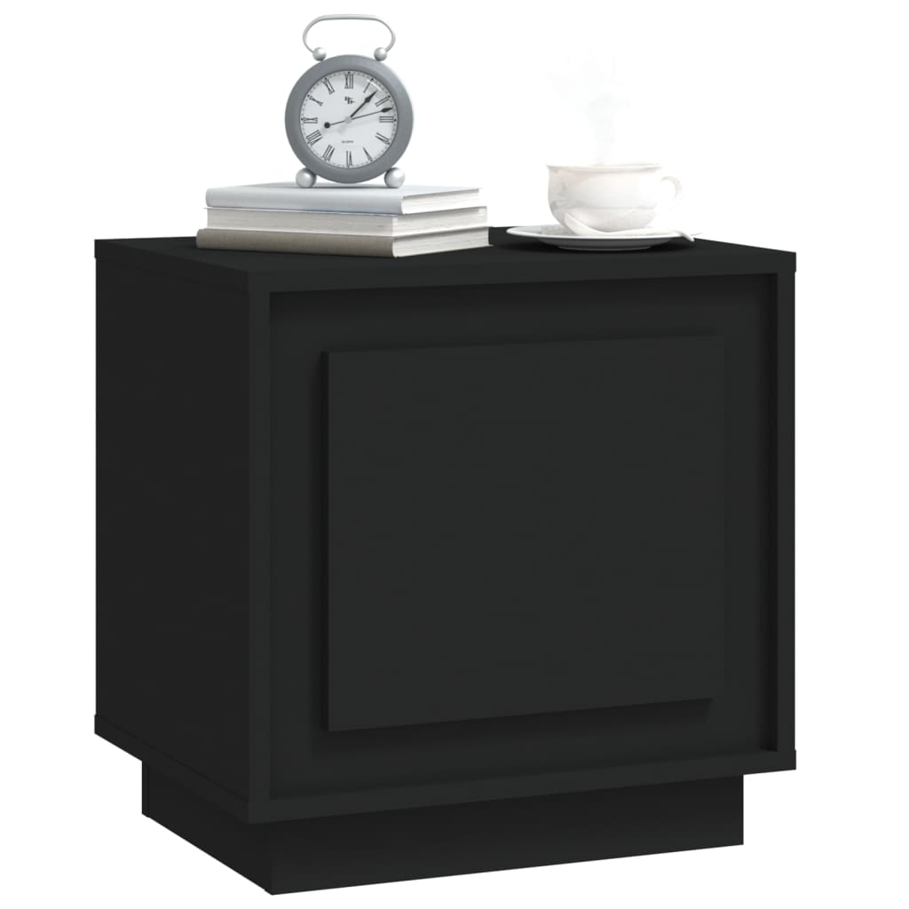 vidaXL Bedside Cabinet Black 44x35x45 cm Engineered Wood