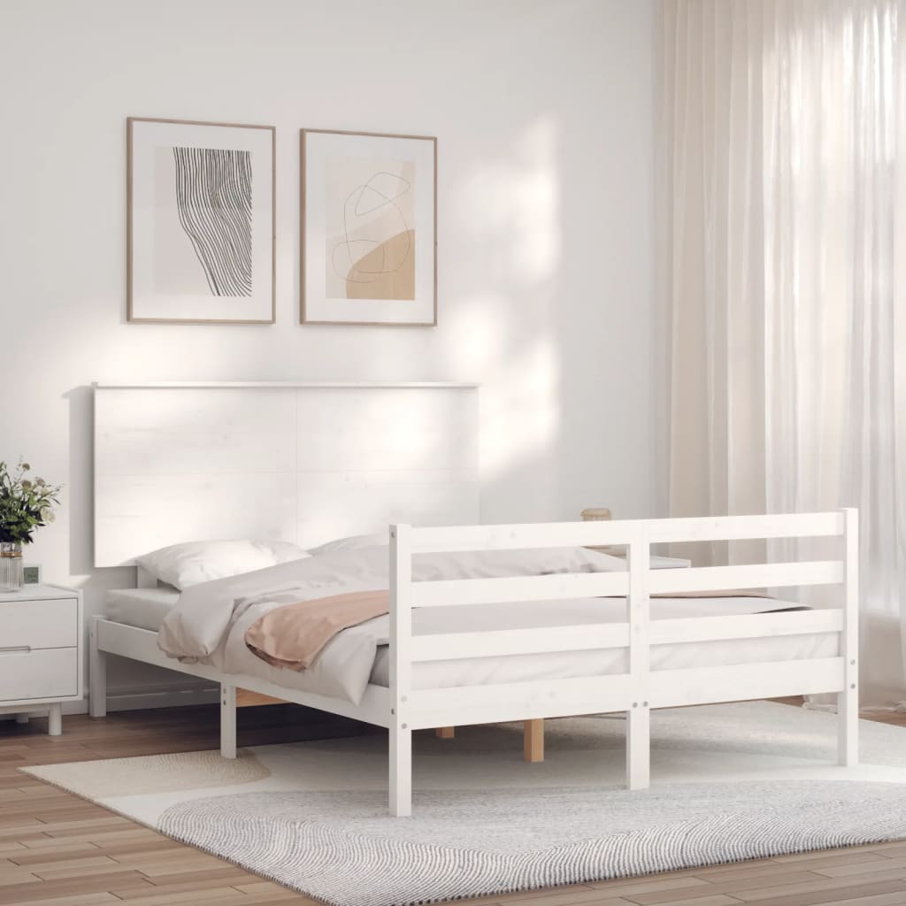 vidaXL Bed Frame without Mattress White 140x200 cm Solid Wood