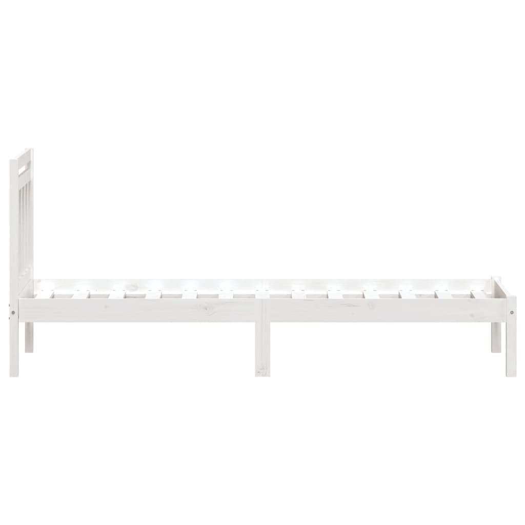 vidaXL Bed Frame without Mattress White Single Solid Wood