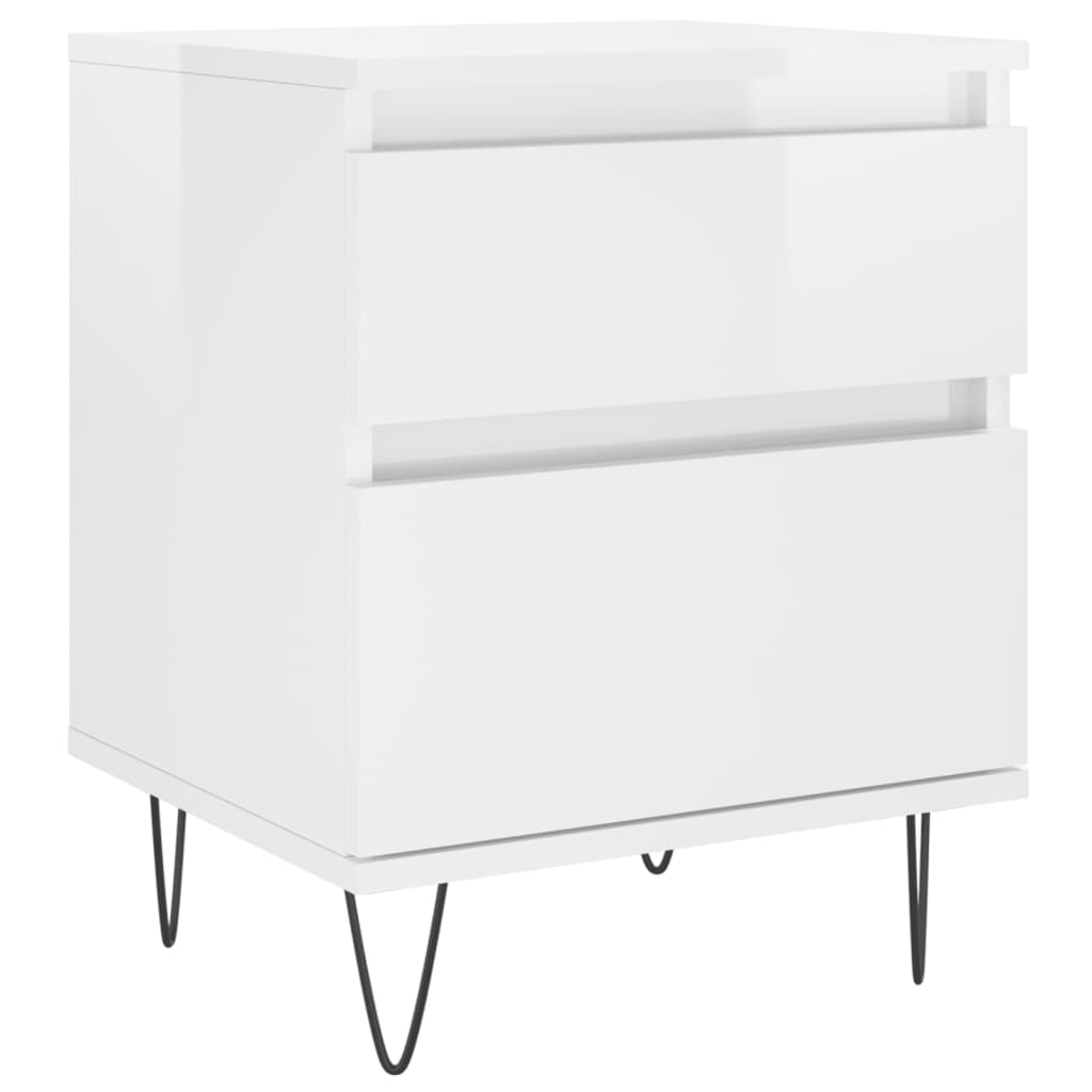 vidaXL Bedside Cabinets 2 pcs High Gloss White 40x35x50 cm Engineered Wood