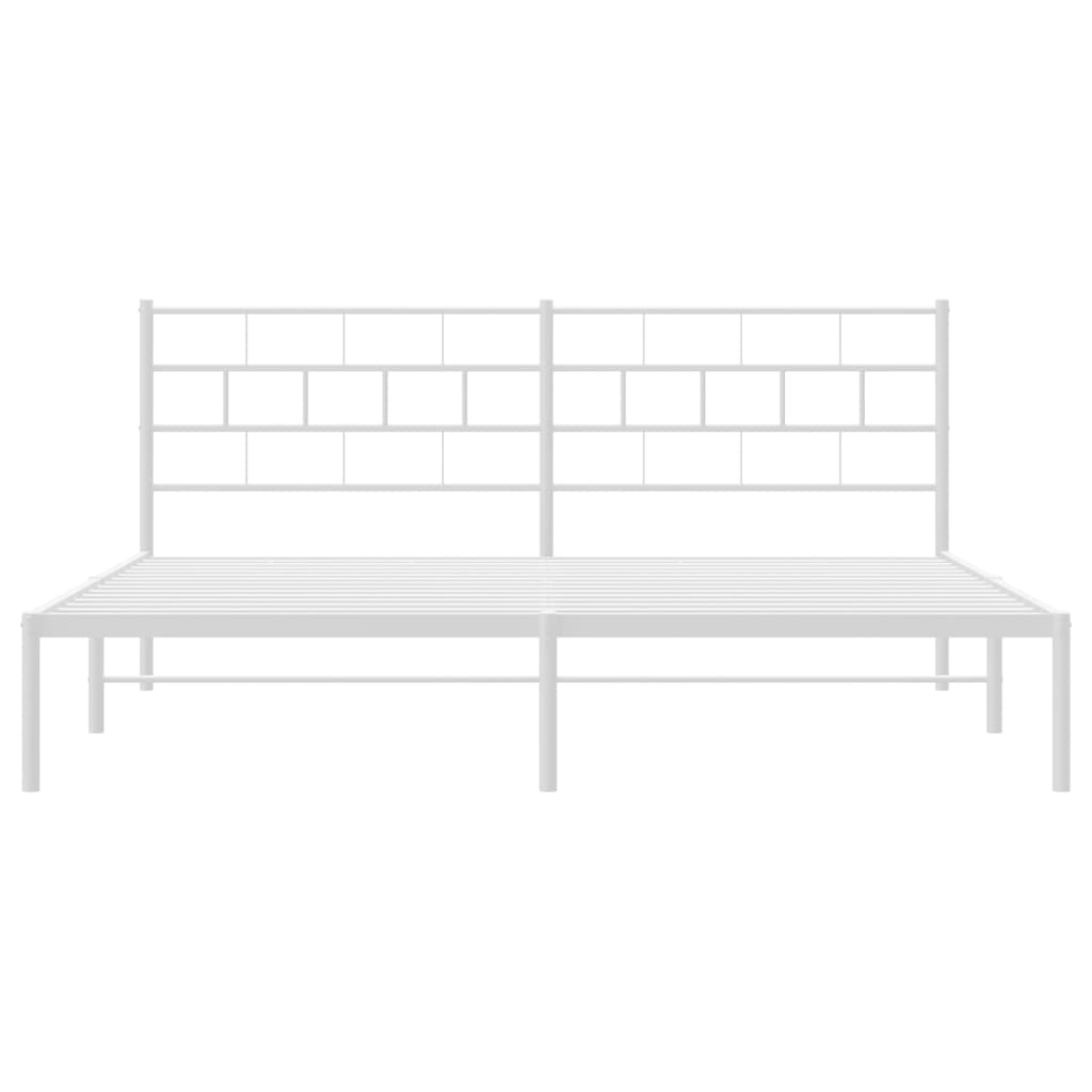 vidaXL Metal Bed Frame without Mattress with Headboard White 200x200 cm