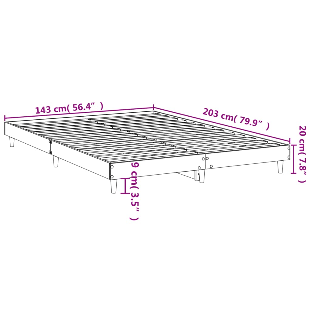 vidaXL Bed Frame without Mattress Sonoma Oak 140x200 cm Engineered Wood