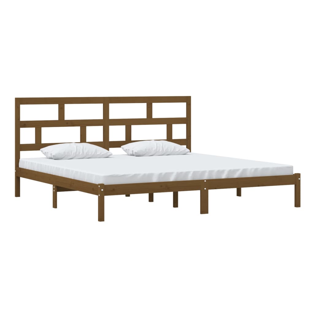 vidaXL Bed Frame without Mattress Honey Brown Solid Wood Pine 200x200 cm (810040+814217)