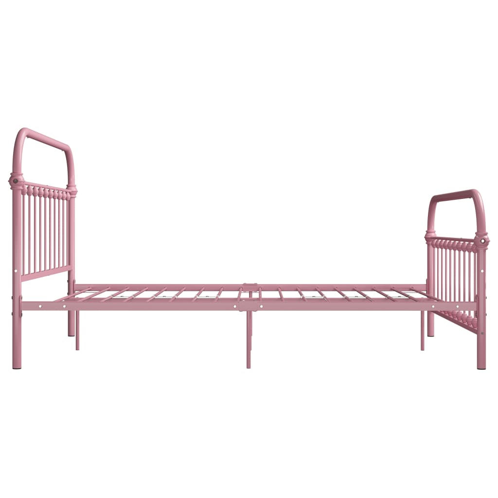 vidaXL Bed Frame without Mattress Pink Metal 160x200 cm