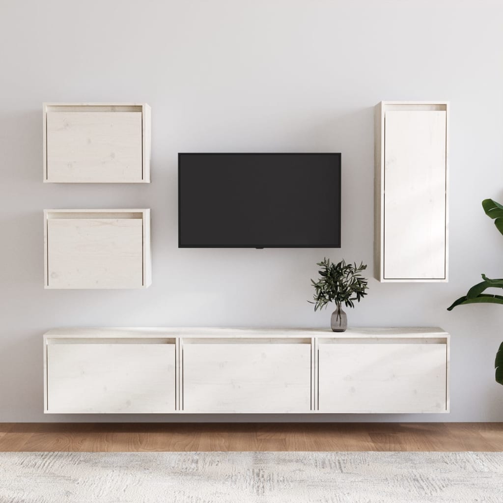 vidaXL TV Cabinets 6 pcs White Solid Wood Pine