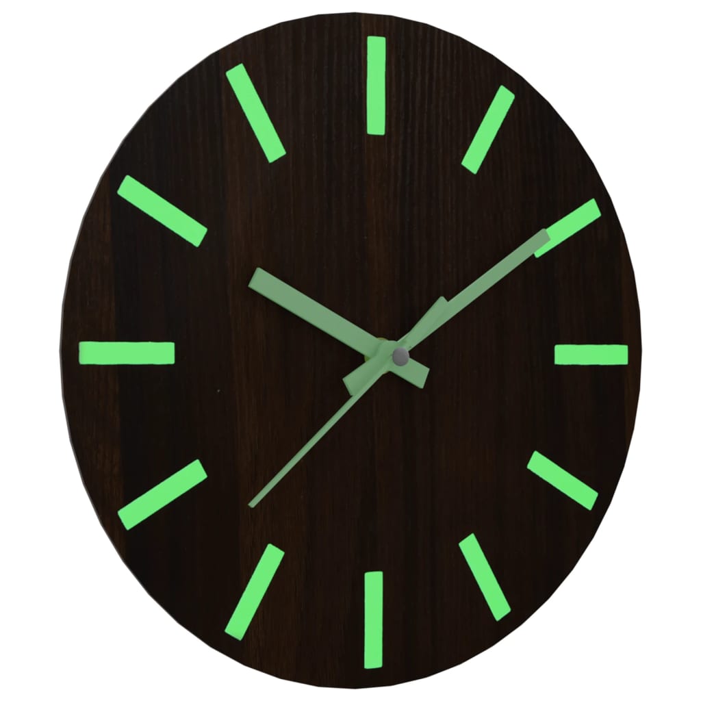 vidaXL Wall Clock with Luminous Scales and Pointers Brown Ø30 cm