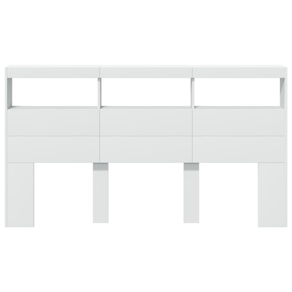 vidaXL Headboard Cabinet with LED White 180x17x102 cm