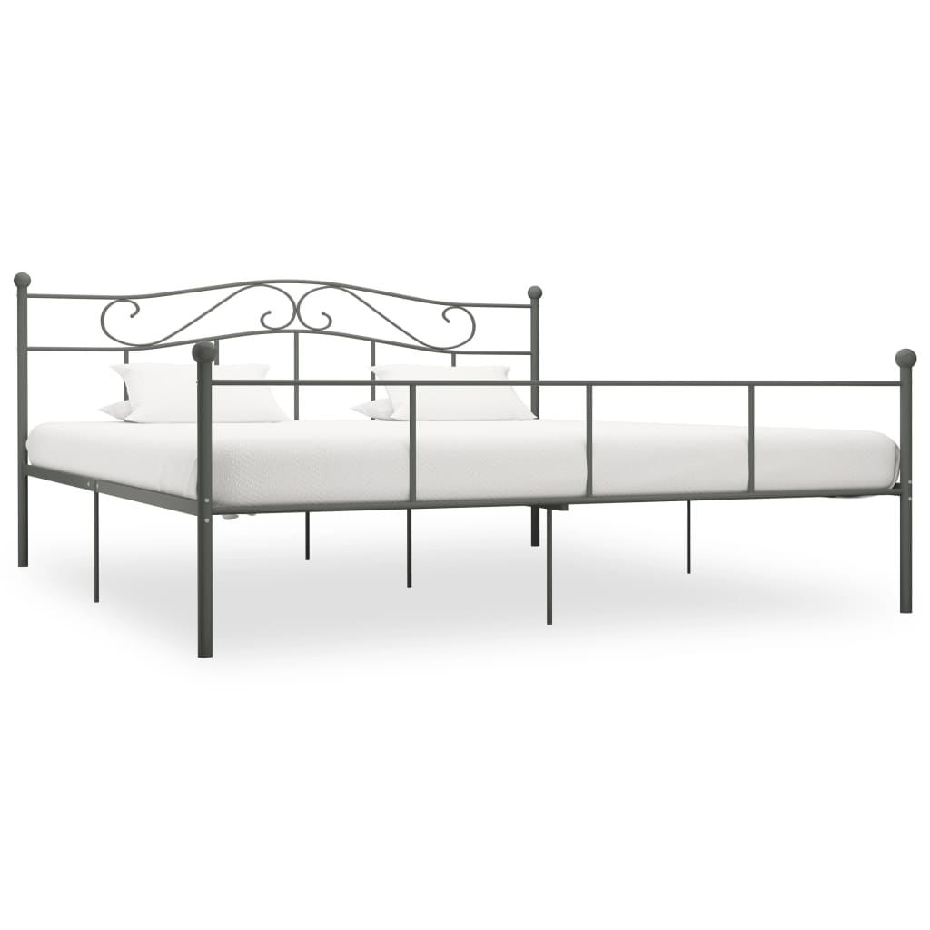 vidaXL Bed Frame without Mattress Grey Metal 180x200 cm Super King