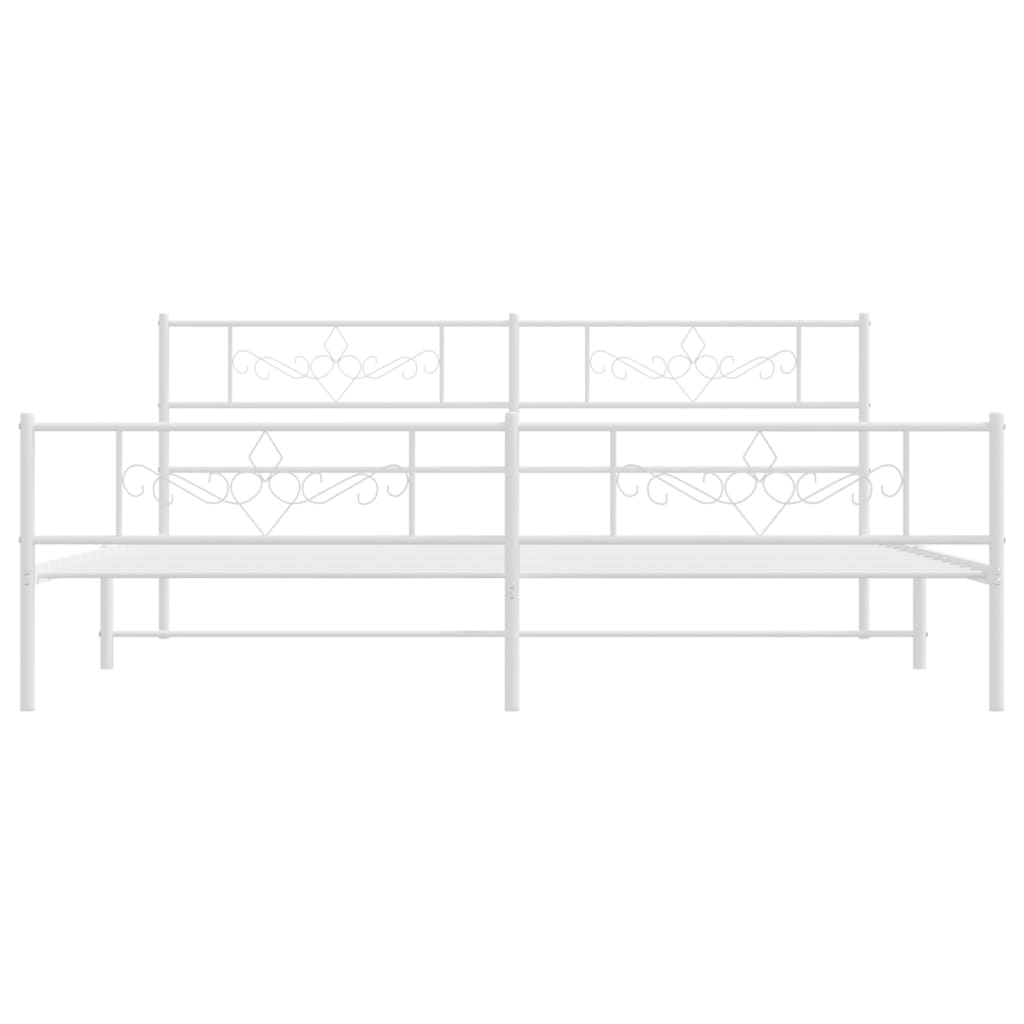 vidaXL Metal Bed Frame without Mattress with Footboard White 180x200 cm Super King