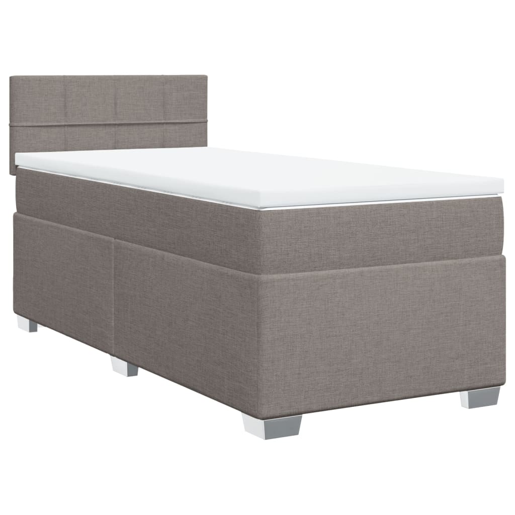 vidaXL Box Spring Bed with Mattress Taupe 100x200 cm Fabric