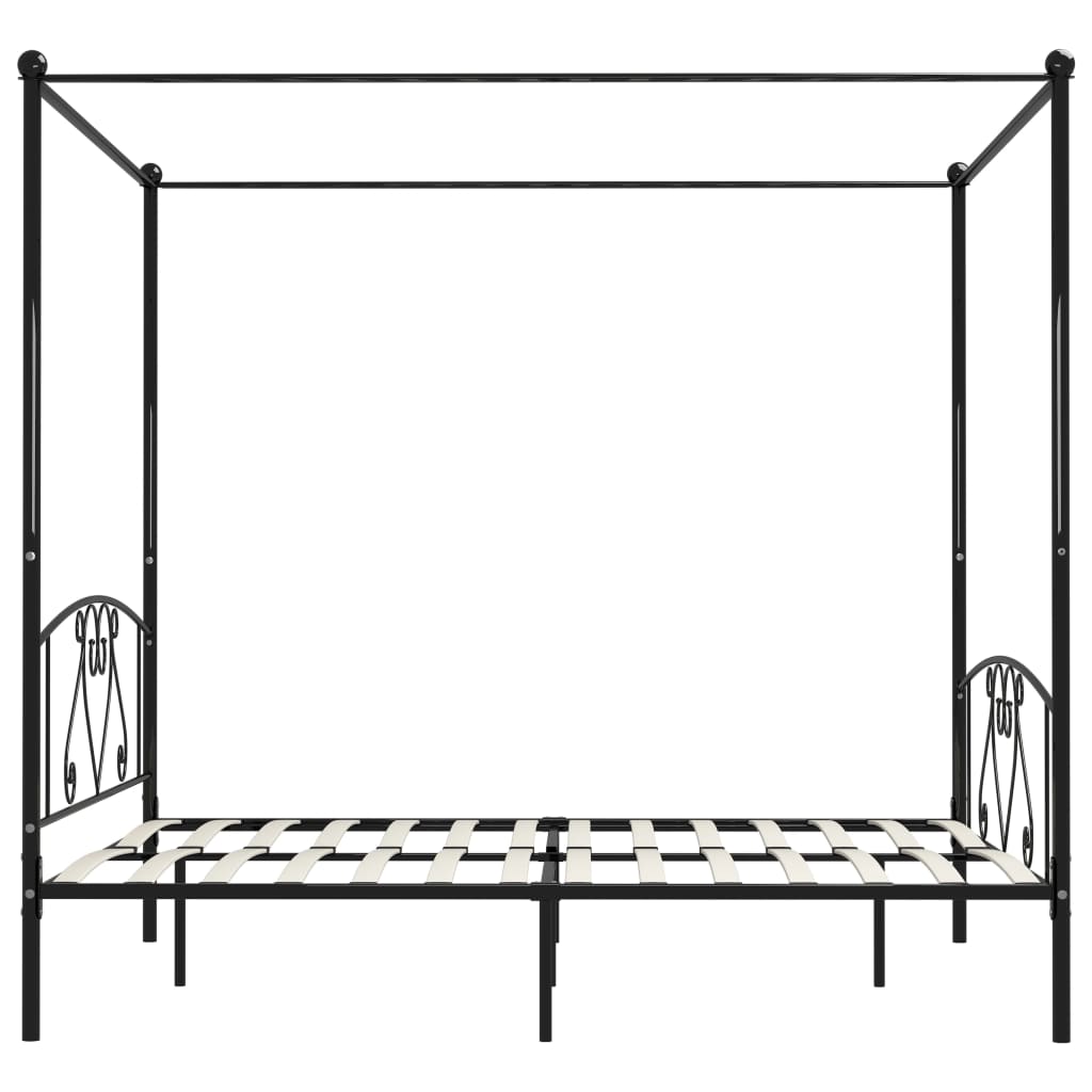 vidaXL Bed Frame without Mattress with Canopy Black 180x200 cm Super King Metal