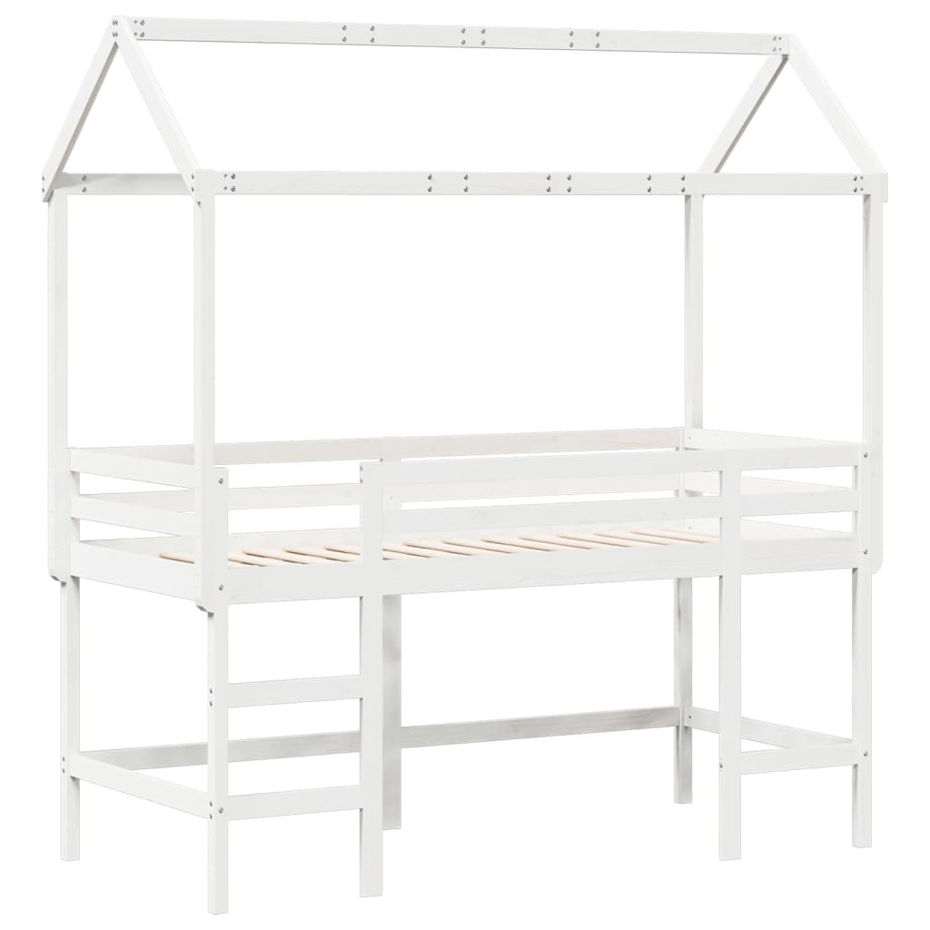 vidaXL Loft Bed with Ladder and Roof without Mattress White 80x200 cm