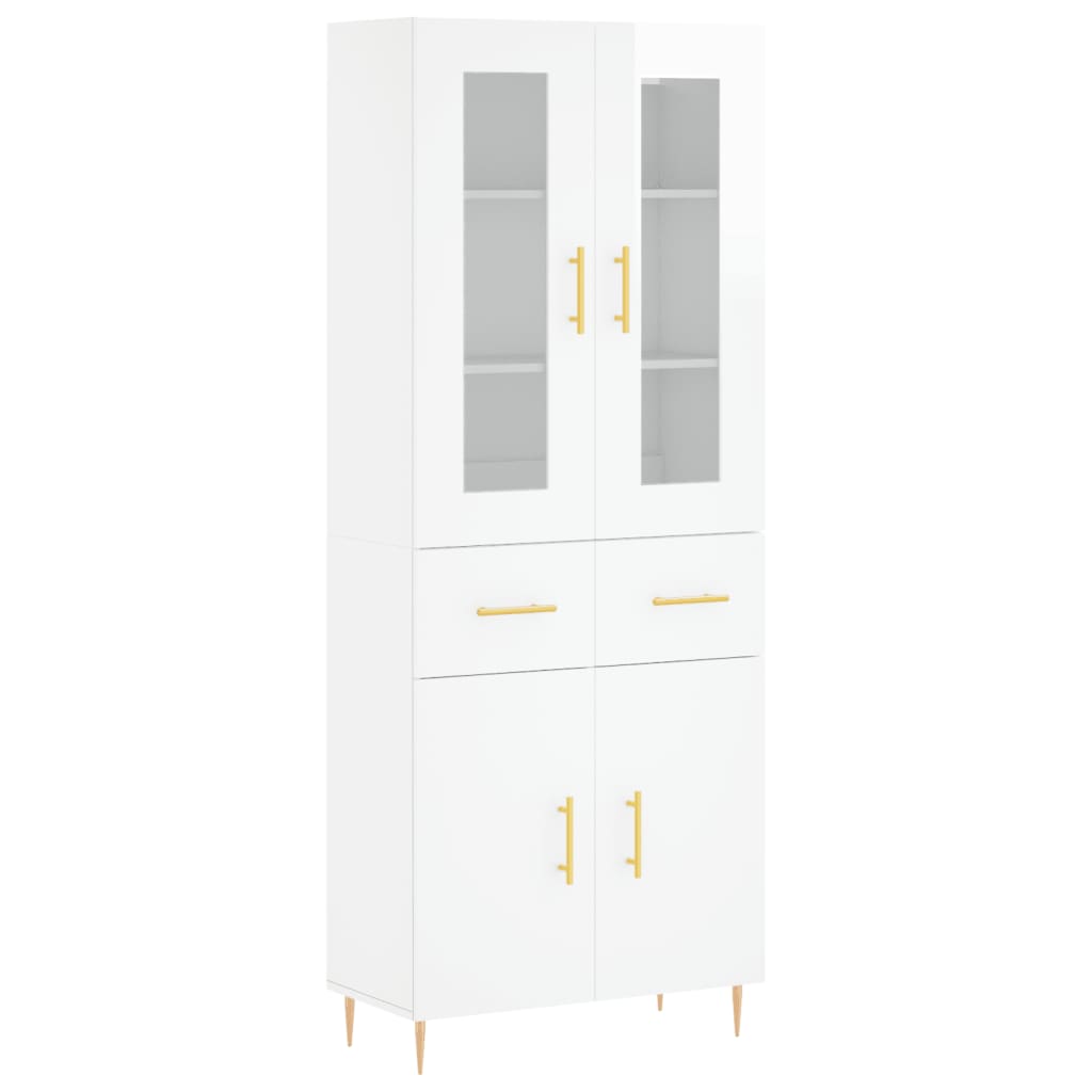 vidaXL Highboard High Gloss White 69.5x34x180 cm Engineered Wood