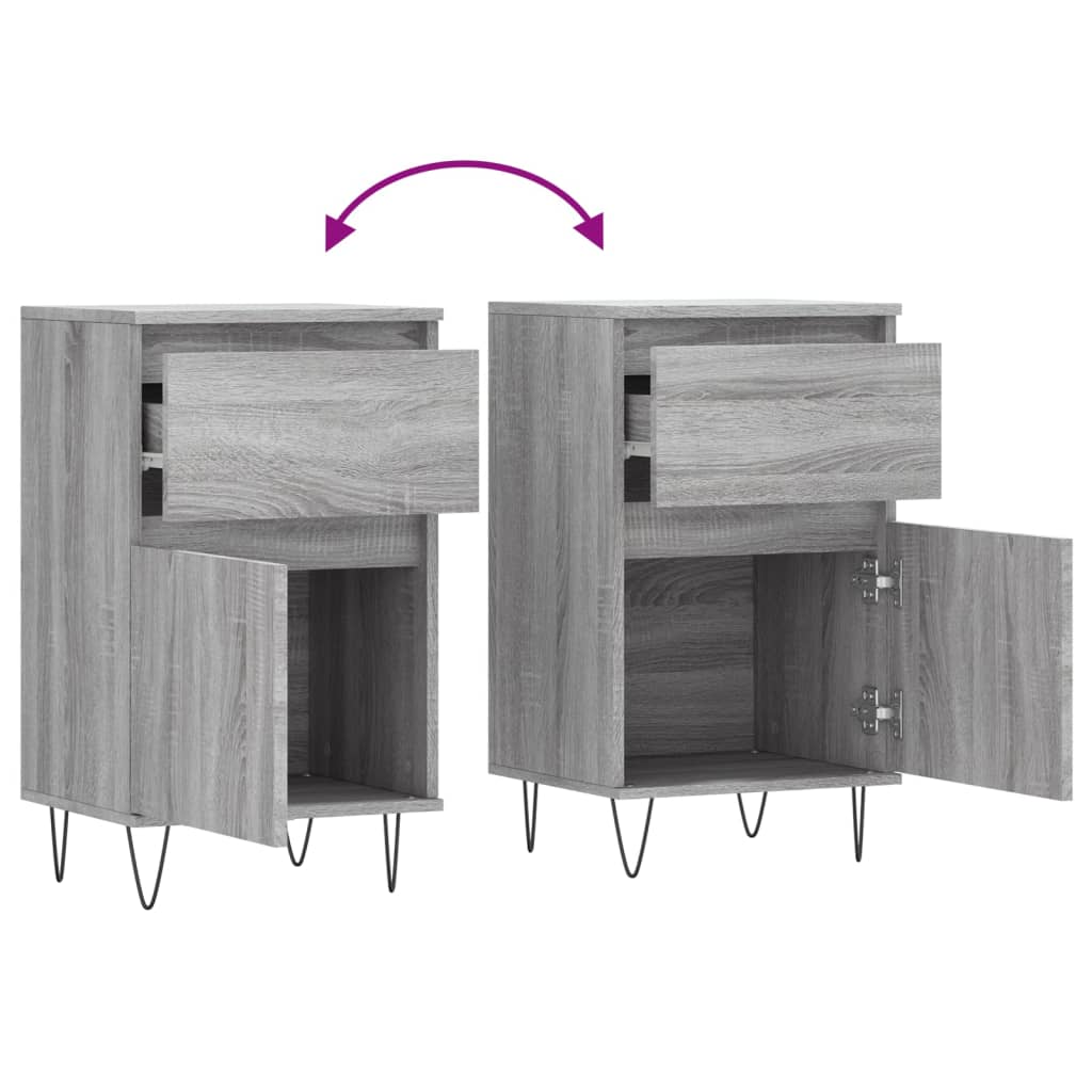 vidaXL Sideboards 2 pcs Grey Sonoma 40x35x70 cm Engineered Wood