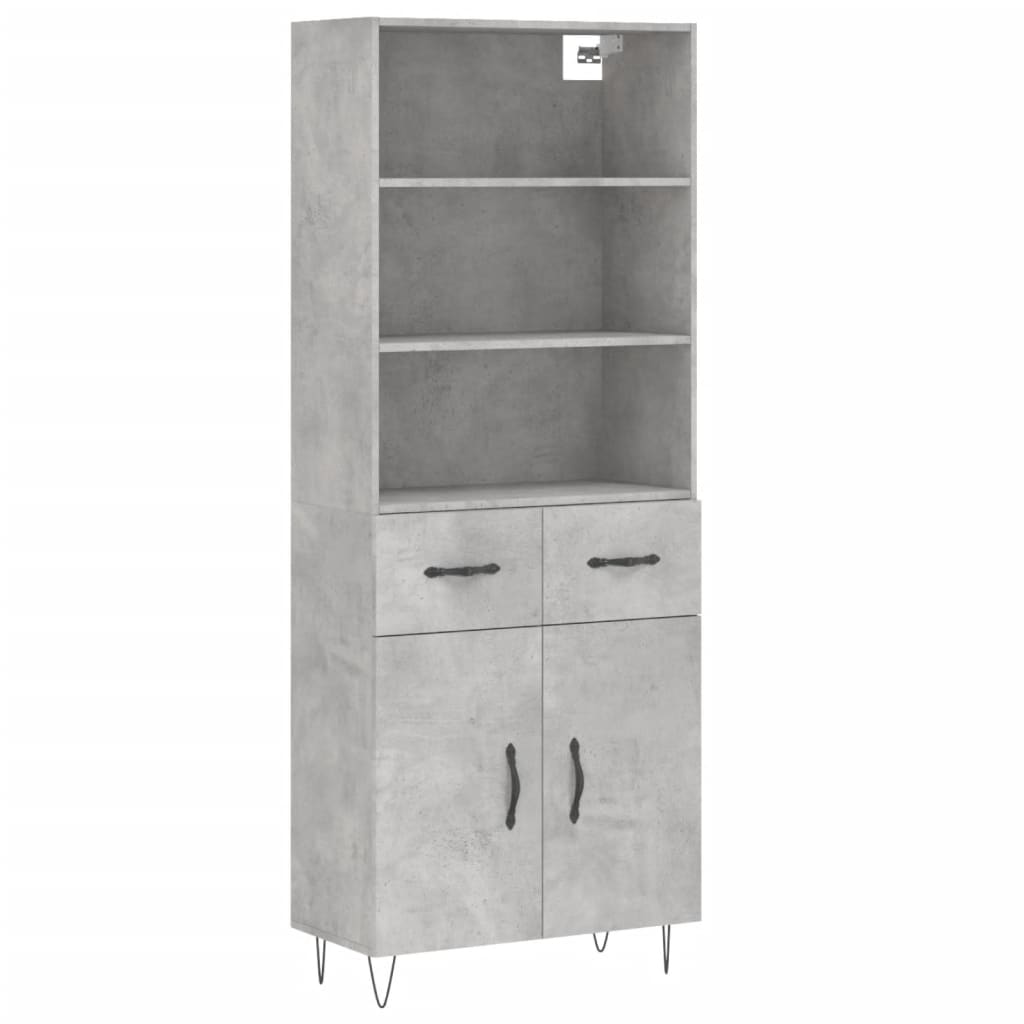 vidaXL Highboard Concrete Grey 69.5x34x180 cm Engineered Wood