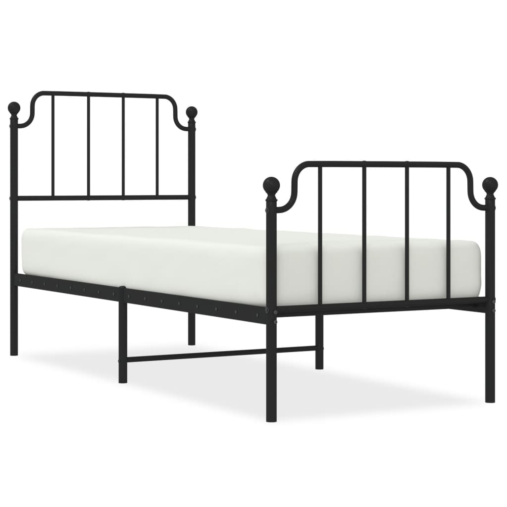 vidaXL Metal Bed Frame without Mattress with Footboard Black 80x200 cm