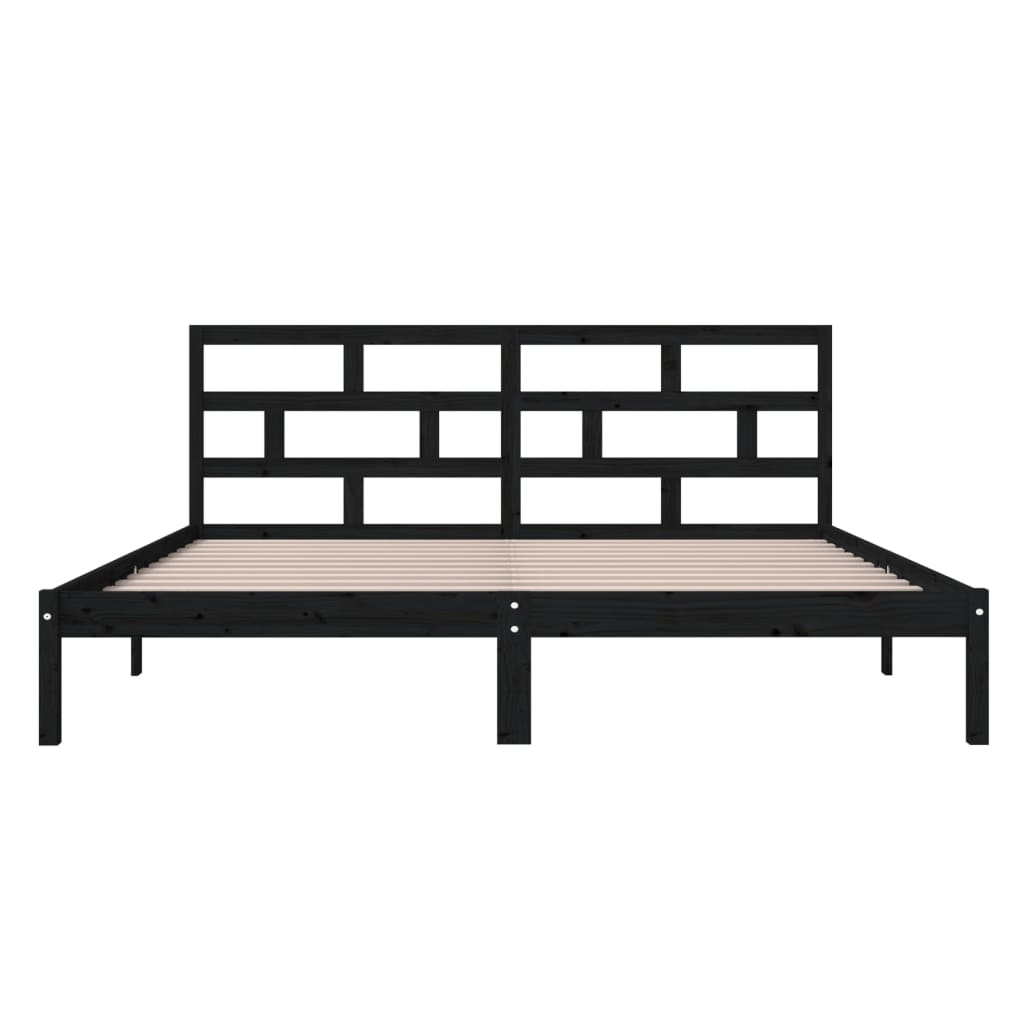 vidaXL Bed Frame without Mattress Black Double Solid Wood