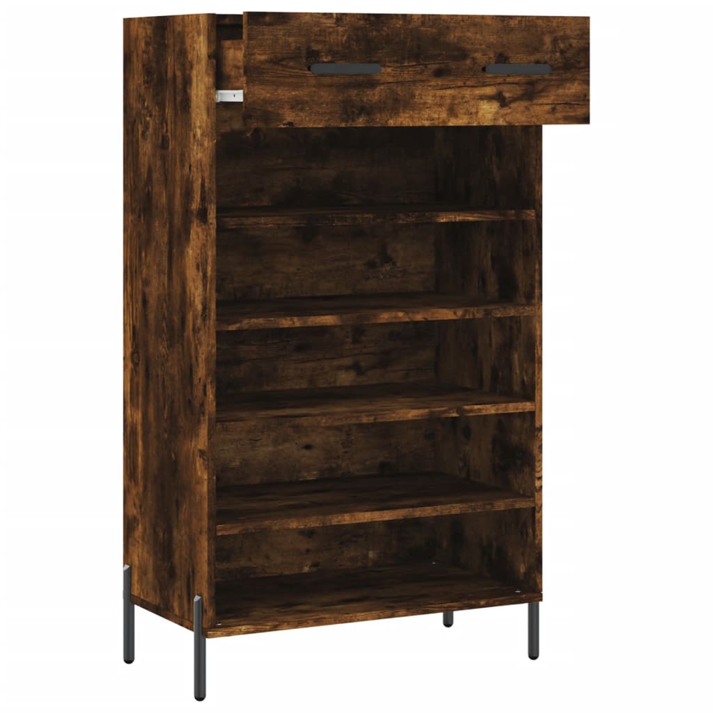 vidaXL Shoe Cabinet Smoked Oak 60x35x105 cm Engineered Wood