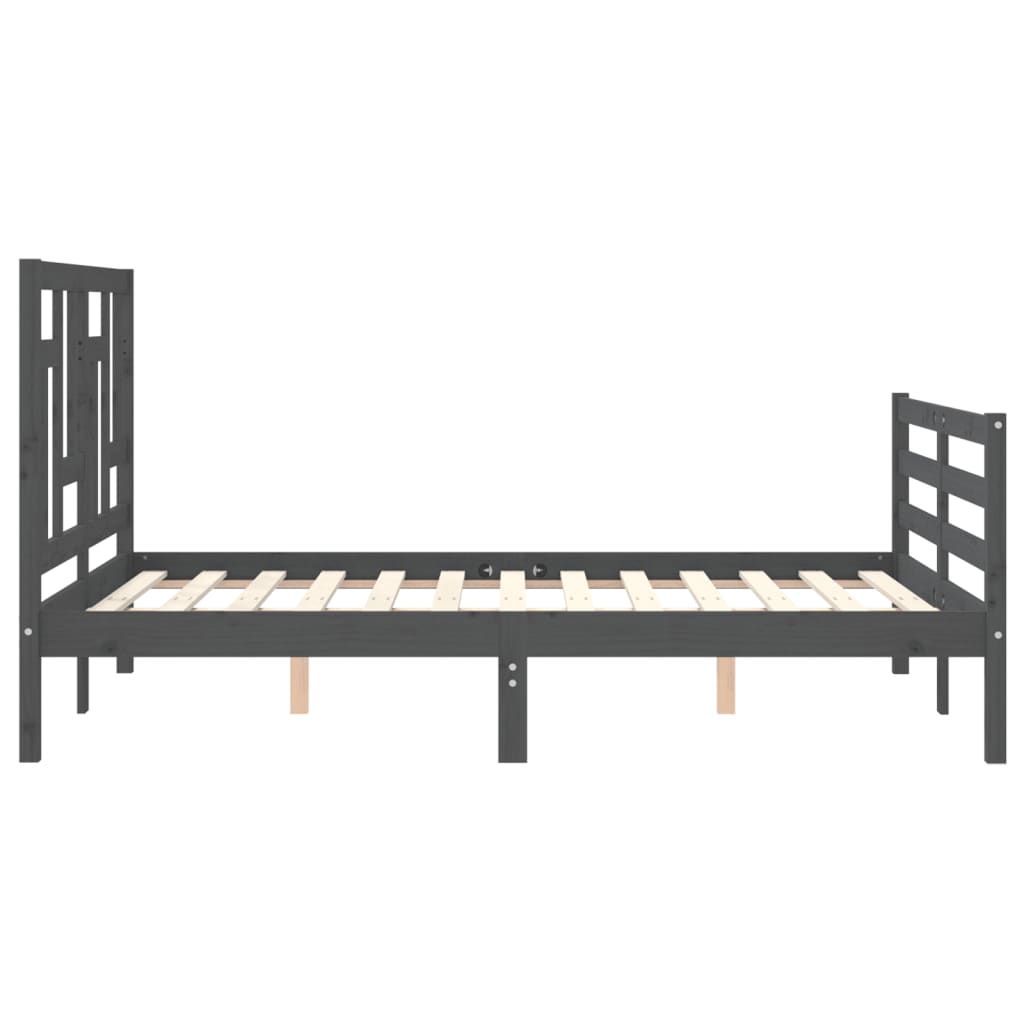 vidaXL Bed Frame without Mattress Grey 140x190 cm Solid Wood