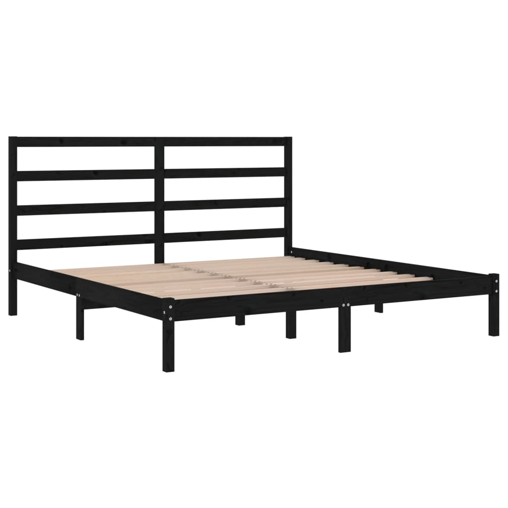 vidaXL Bed Frame without Mattress Black 200x200 cm Solid Wood Pine